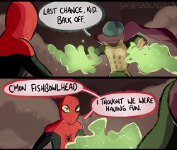 shesellsseagulls:  hohohoh. You guys might remember the original version of this comic with Uncle Ben, well my original draft was with Tony!It seems like this version might be more relevant.. all of a sudden… So I decided to post it.I can’t wait to