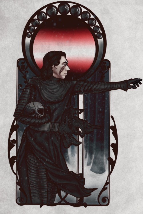 Art Nouveau Kylo Ren~ I swear I’m almost done drawing this piece of Sith.