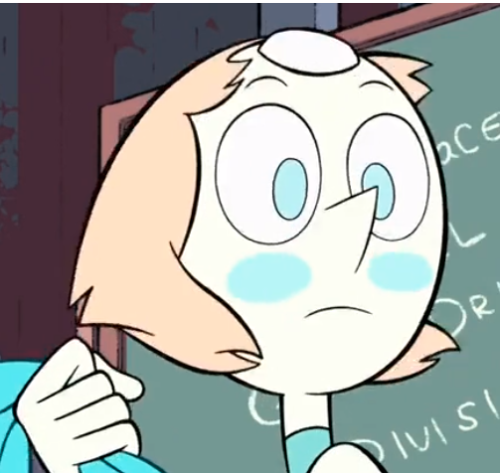 awkwardphotosofpearl: Pearl blushing