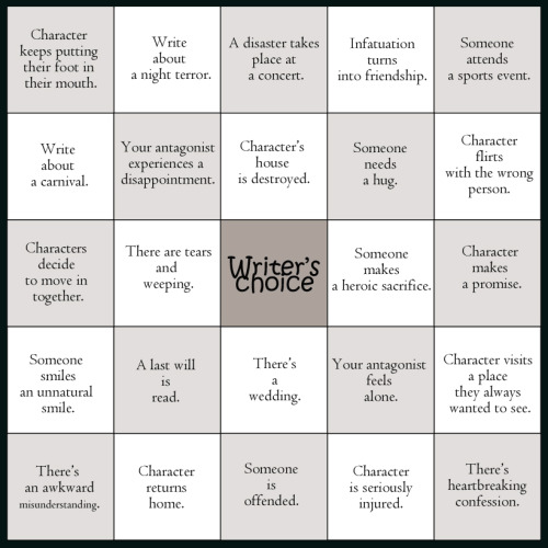 Writing Prompt Bingo