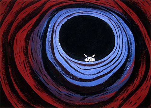 Mary Blair (American, 1911-1978, b. McAlester, OK, USA, d. Soquel, CA, USA) - Down the Rabbit Hole f