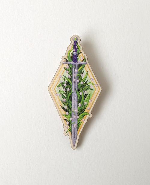 izzi-illustrates: New pins new pins new pins! ⚔️✨These lovely wooden swords and lily of the valley p