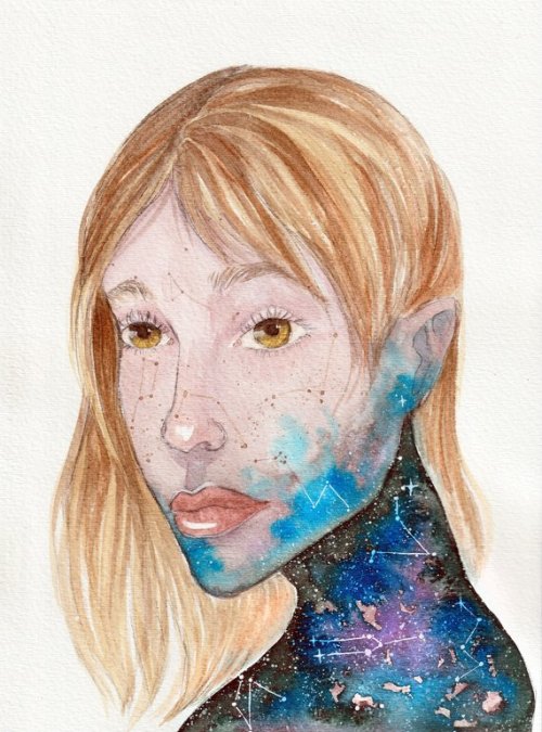 Galaxy Girl Matted Print //LuneArtsy