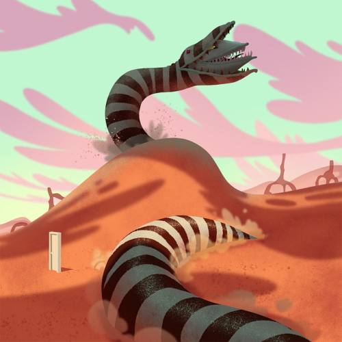 Good ol’ sandworm for Monday #beetlejuice #sandworm #color #desert #timburton #animatedbeetlej