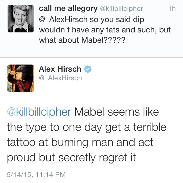 fuckyeahgravityfalls:  The Pines Twins on tattoos. 