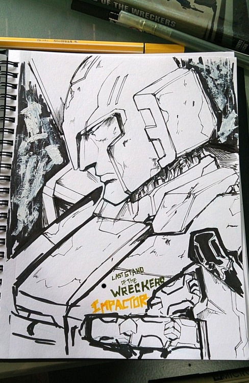 skyflightmusic:  radegund:  head short / ink sketch again   I put  lsotw book  to read in class  so my friend wanna see me to draw  Impactor   (●´ω｀●)  good to have TF fandom in class……. 