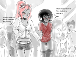 crimsonsnaughtybook: Kinktober 24 : Nubia is on for some indirect exhibitionnism… well I’m pretty sure she’s doing it on purpose and her good friend with benefit Kineta’s Suinae don’t seem to be against it. Both are part of @bnfworld but here