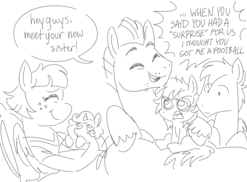 sure rainbow dash is supposedly an only child and all but hear me out: instead of that just consider