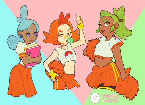 Cute girls designed off of Pokemon Sword and Shield’s starter pokemon - Scorbunny, Grookey, and Sobb