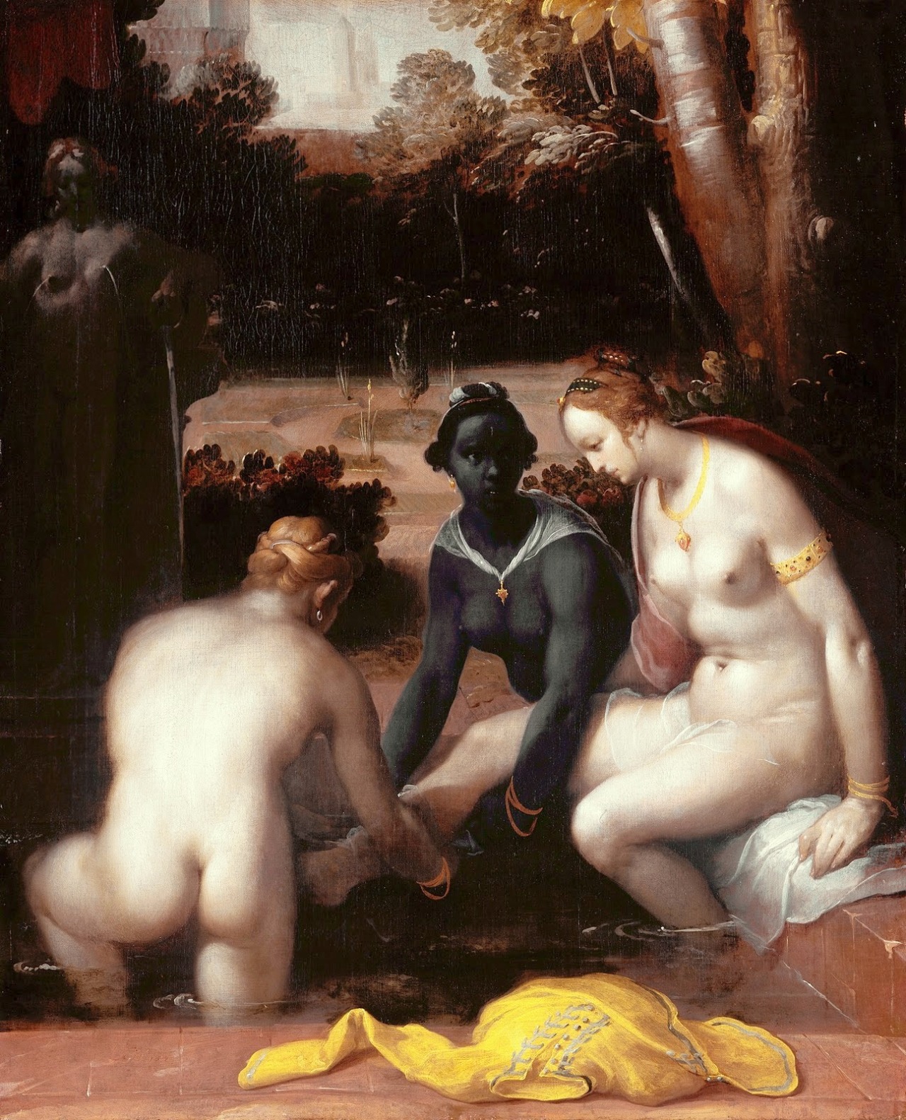 kundst:  medievalpoc:  Cornelis van Haarlem Bathsheba at her Bath Netherlands (1594)