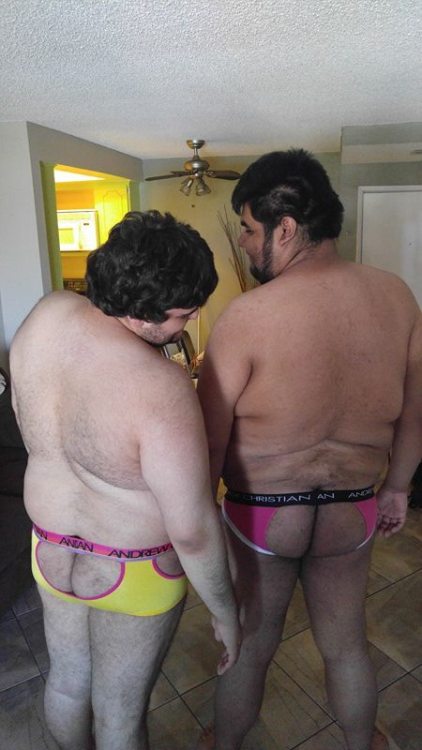 jbcraig1984:  kumohaku92:  Thought I’d do something special for my 2000th post on tumblr, so here’s a couple of photos of me and my cubby modeling some jockstraps for a friend (who kindly took these pics). It’s our first time trying on jockstraps