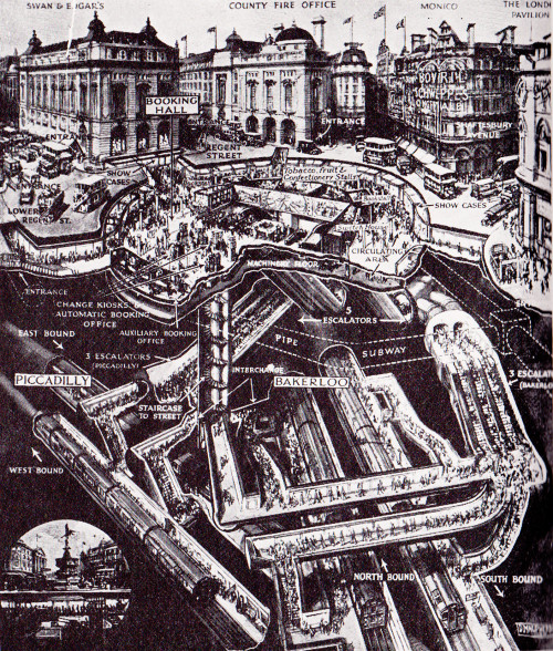 djgagnon:Piccadilly Station in 1928from: Railways; C Hamilton Ellis; 1974; Peebles Press.