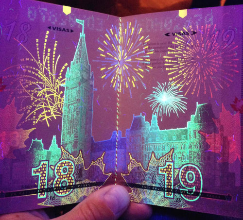 The New Canadian Passport is a big party under black light [link]