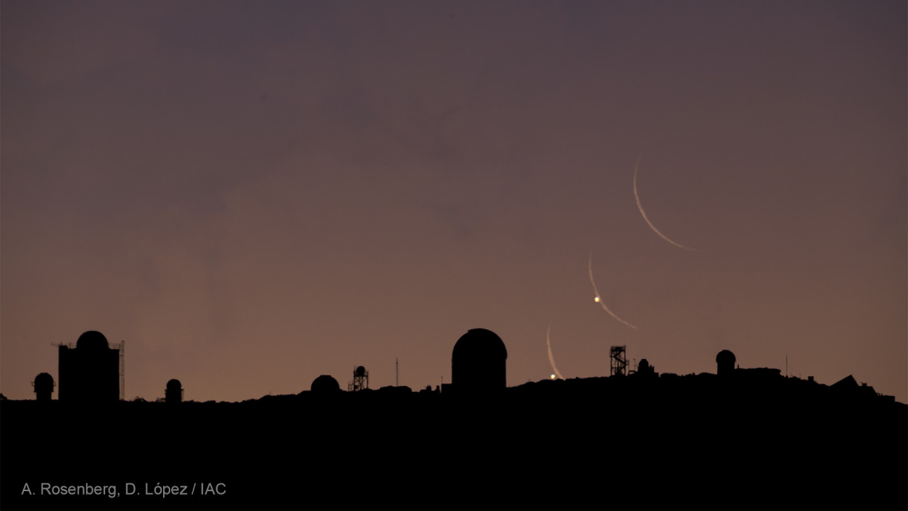 fyeahastropics:  Full Venus and Crescent Moon Rise(via APOD;    Image Credit &amp;