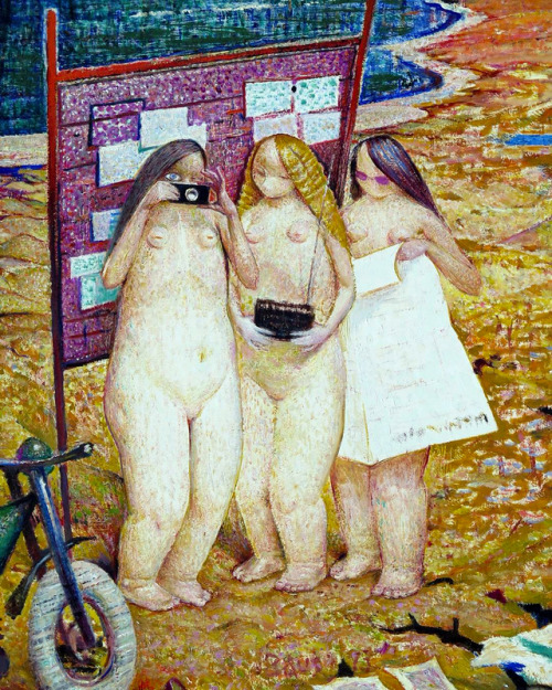 “Trīs mūzas” (1973) by Latvian artist Auseklis Baušķenieks (1910-2007).