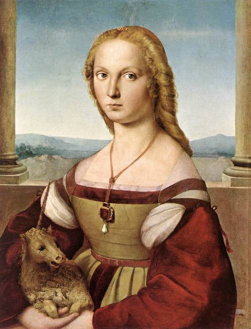 artist-raphael:  Portrait of a Lady with a Unicorn, 1506, RaphaelMedium: oil,panel
