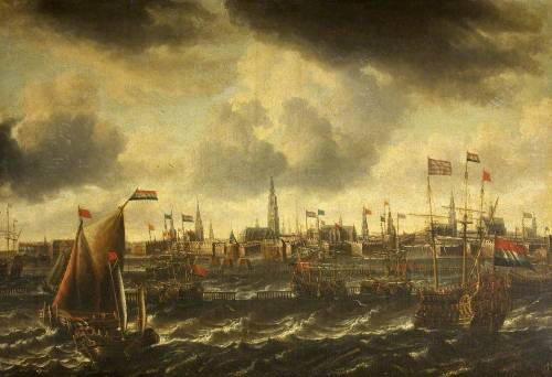 Peter van den Velde - A View of Amsterdam Seen from the River Ij - 21102 - National Trust - oil on c