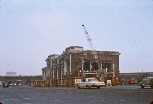 Demolition of the Great Northern Depot, Thursday 18 February 1965North of Pacific Central Station, e