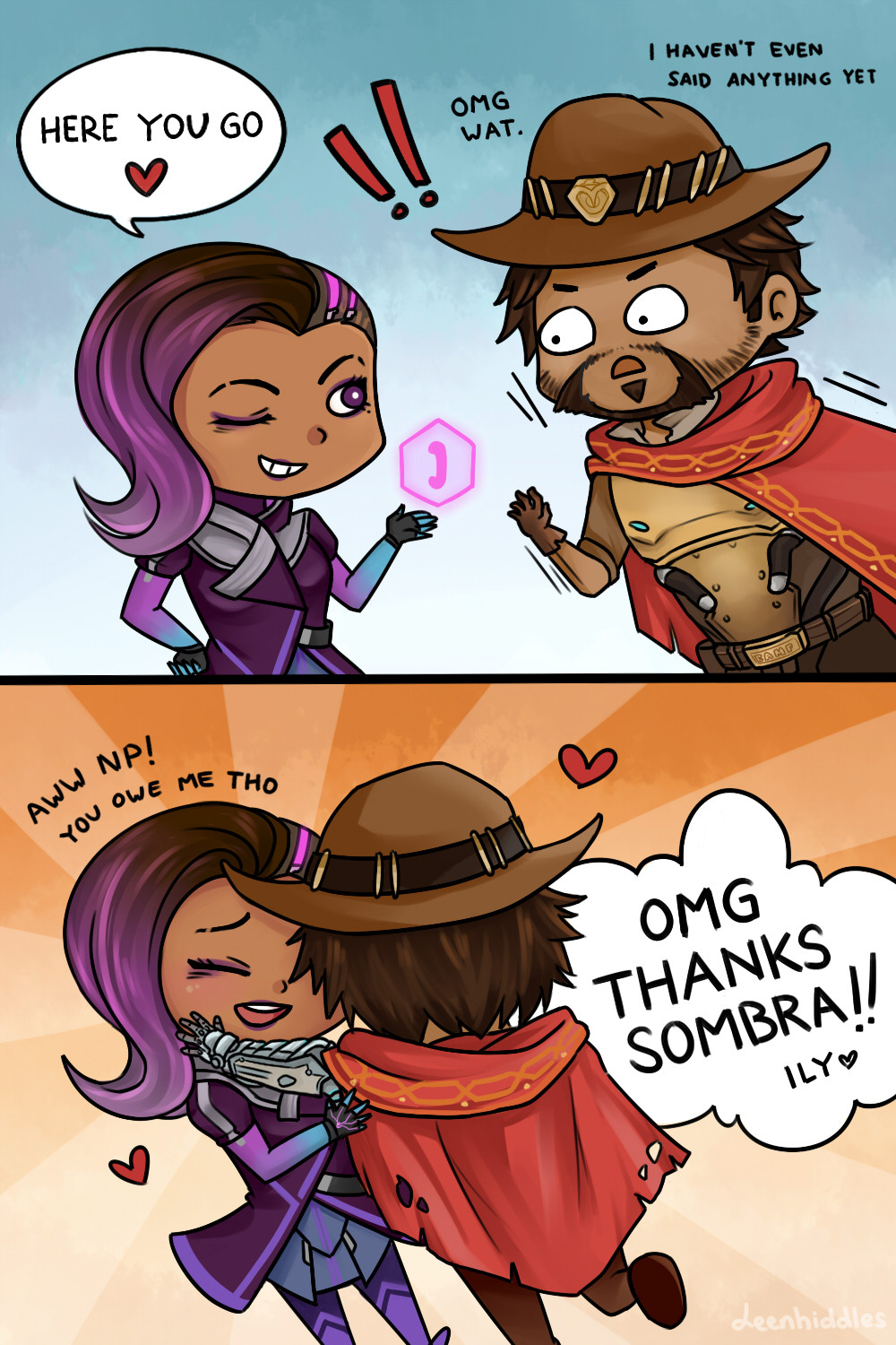 leenhiddles:  well i just like the idea of Sombra and McCree being best buddies.