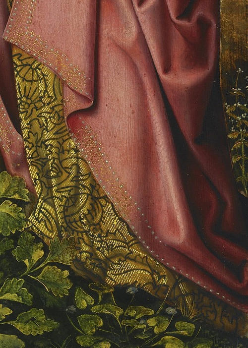 mademoisellelapiquante:Master of Frankfurt | Saint Catherine and Saint Barbara (detail) | after 1511