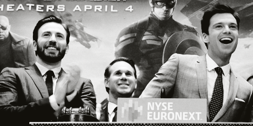 marvelassembles-deactivated2020: Sebastian Stan and Chris Evans ringing the NYSE-Opening-Bell&hellip