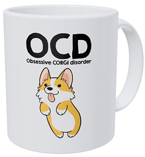 whirelez:OCD Obsessive Corgi Disorder 11 Ounces Funny Coffee MugFeatures printing on both sides, hom