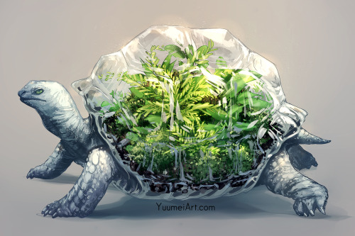 silly-jellyghoty: yuumei-art: Worlds Within: Pill Bug Terrarium  Bioluminescent mushrooms are j