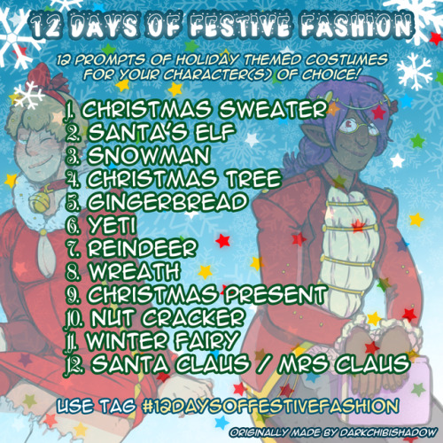 I love making prompt lists like this and I figured hey, I love Christmas and all of the goofy costum