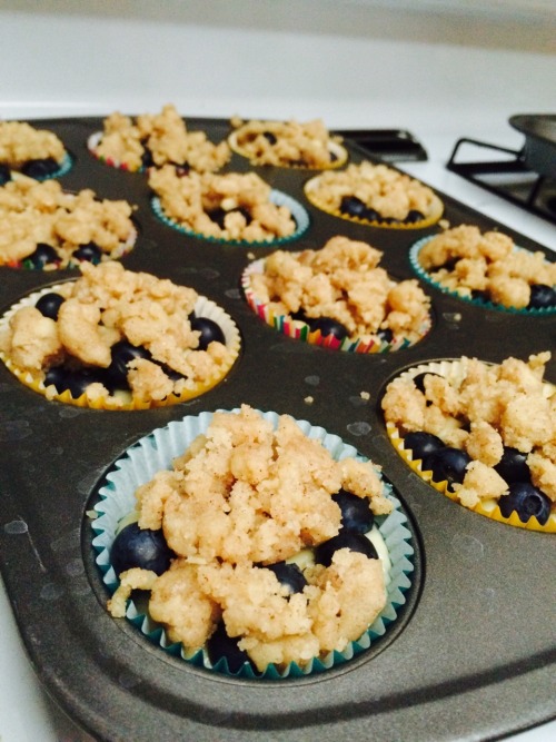 The beginnings of my blueberry streusel muffins 