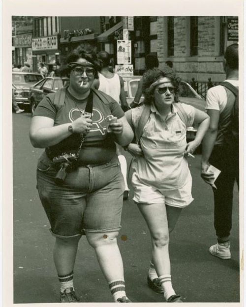 h-e-r-s-t-o-r-y:BOSS BABES. Cruising down Christopher Street, NYC during Gay Pride, 1983. Photo by R