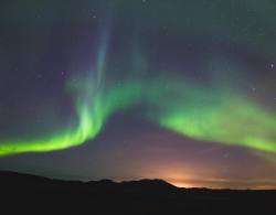 benjaminhardman:  Aurora taking the shape of the land below.  #northernlights | #reykjanes | #ísland 