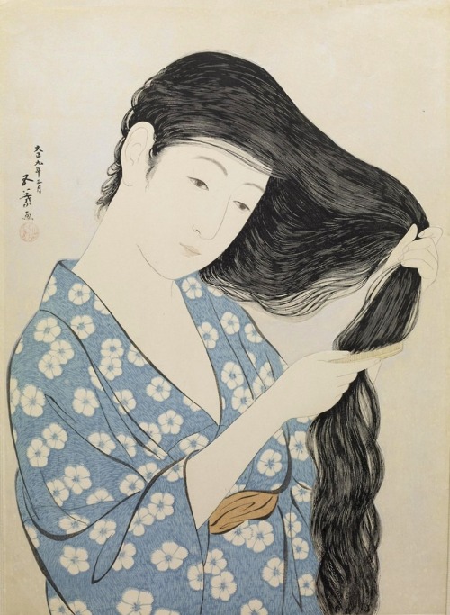 Goyō Hashiguchi, Scalloping Hair, 1920Woodblock printHashiguchi Goyō produced only 15 woodblock prin