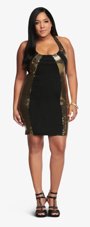 Lornalitz Baez in Torrid's Halter Sequin Bodycon