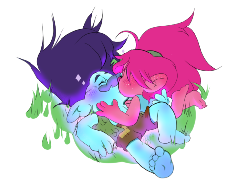 Headcanon: Branch gets just a tad bit more colorful when Poppy is around <3
