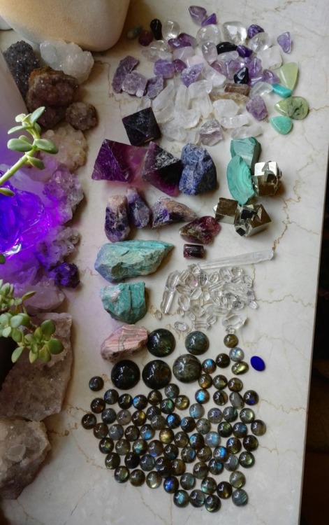 All of the gemstones I got at the flea market today.