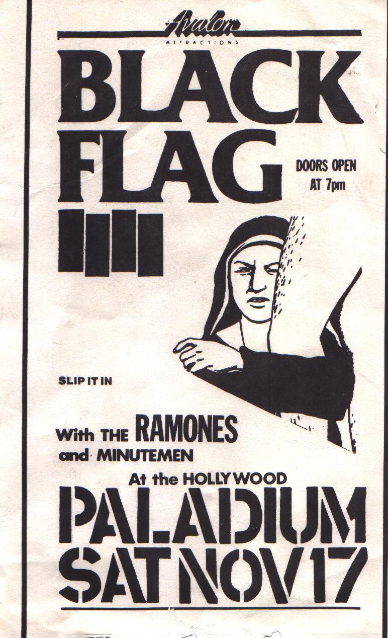 Raymond Pettibon, Raymond Pettibon illustrated Black Flag punk flyer  (early Raymond Pettibon) (1980)