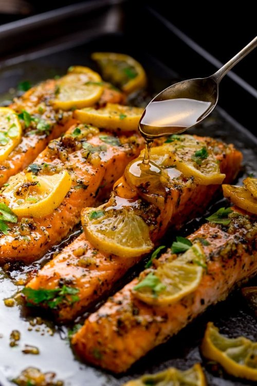 Honey garlic butter baked salmon