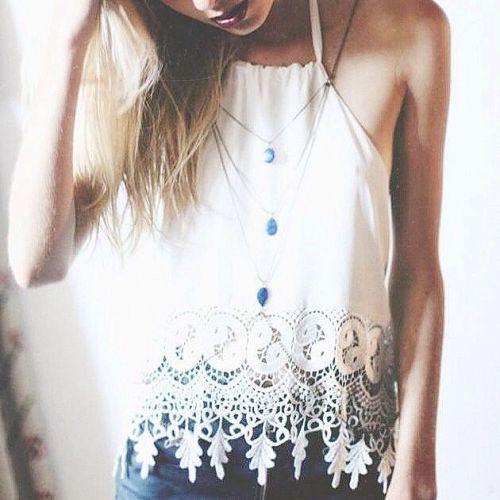 White tank top with lace details