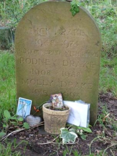 Singer-songwriter Nick Drake, St. Mary Magdalene Churchyard, Warwickshire, England. He is buried wit