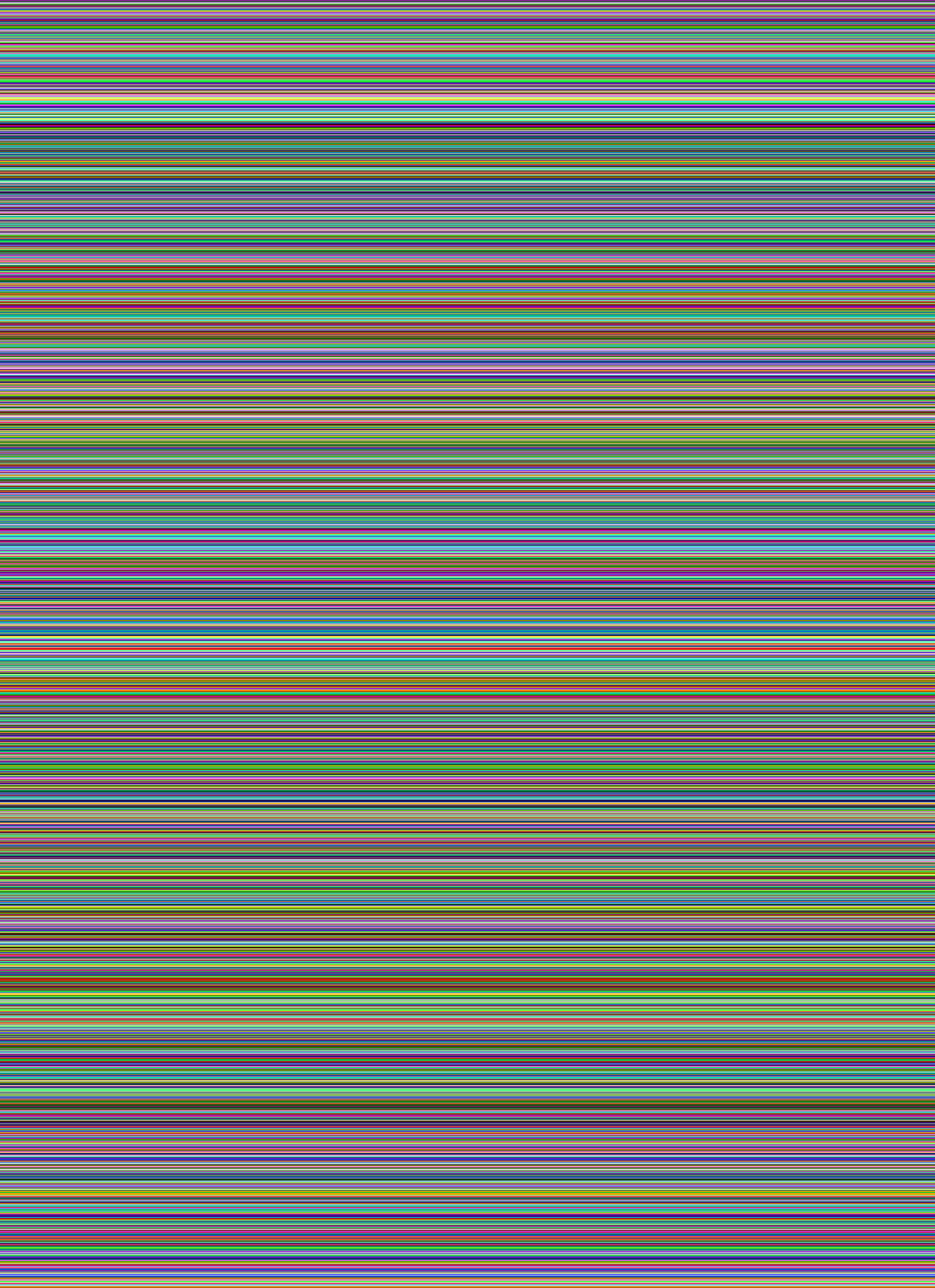 For Jonas Salk
The complete polio virus genome visualized in a 6bit RGB colorspace.
genome source: http://www.ncbi.nlm.nih.gov/nuccore/KJ419277.1