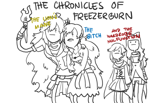 lycanheiress:   jen-iii replied to your post: chronicles of frezerburn: the lion(’s …  I compleatly thought that wardrobe meant Ruby and Blake with their poor fashion choices such as the cumbersome cape and ziPPER shorts          YyeeEEESSSSS