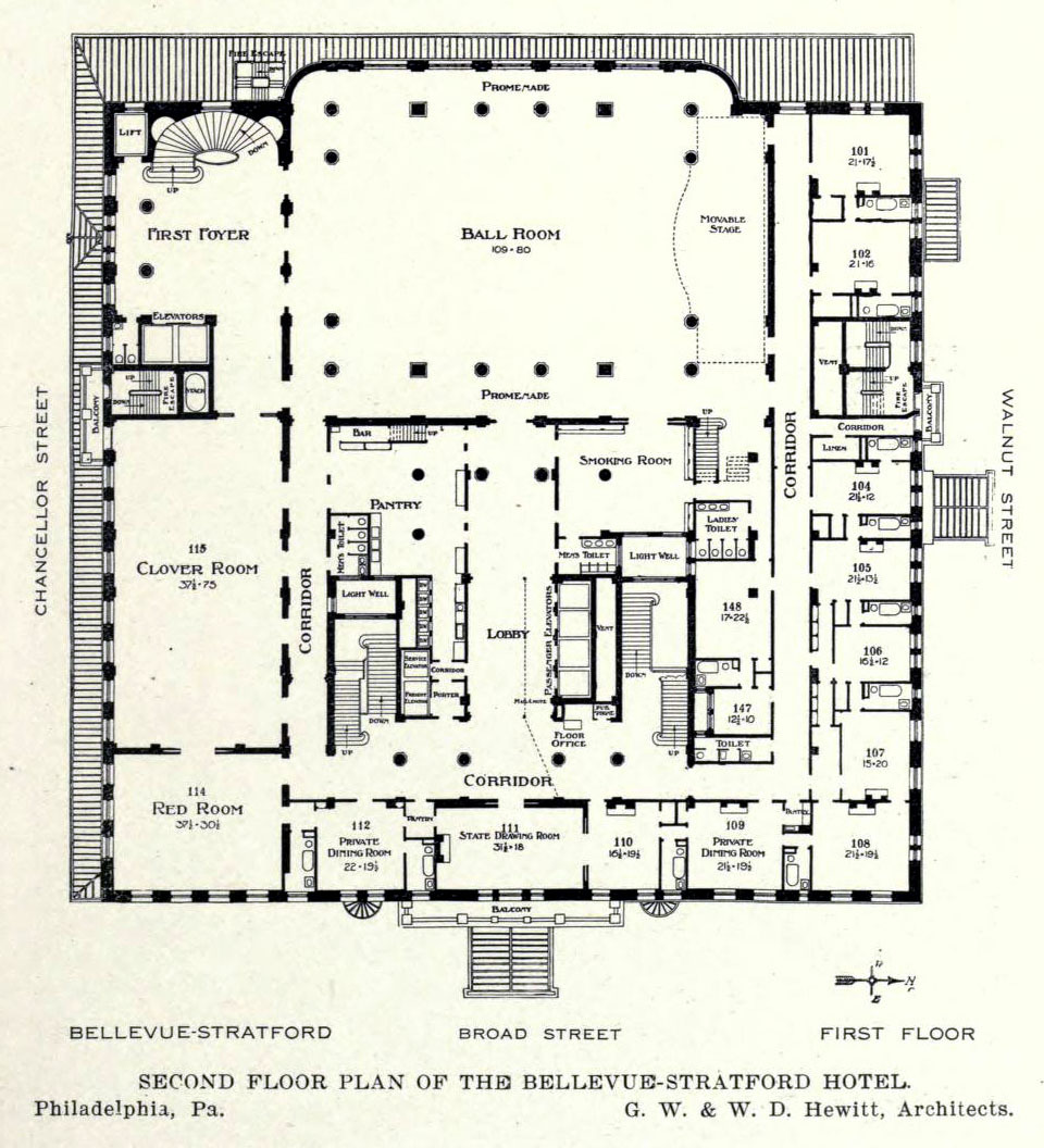 Plan of the Bellevue-Stratford Hotel, Philadelphia