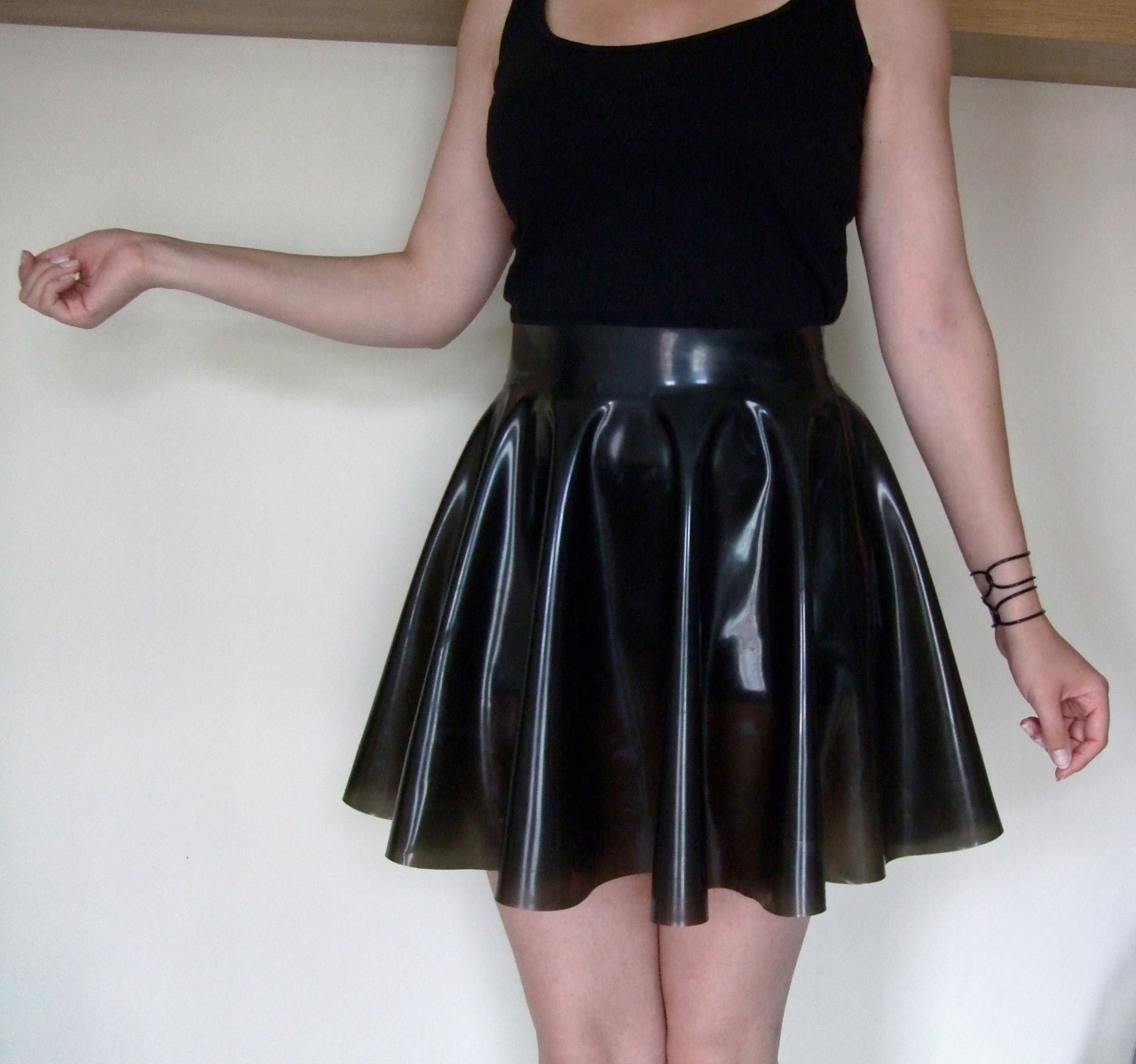 plastickatlatex:Translucent smokey black skater skirt! Made for Miss Plastica, this