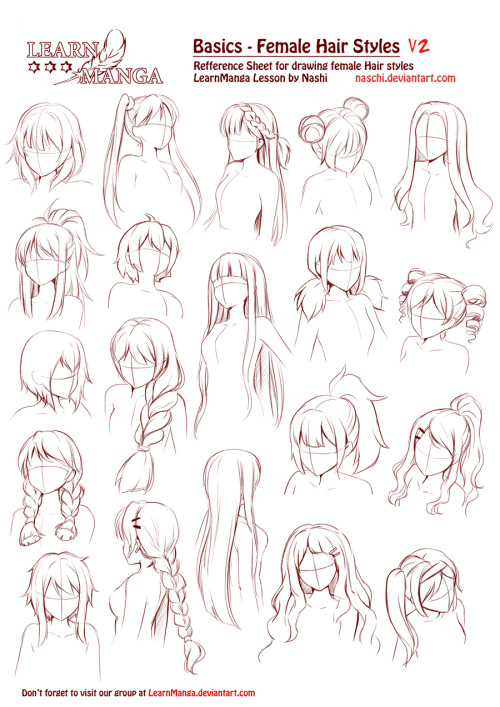 Learn Manga Basics Female Hair Styles V2 By Naschi 