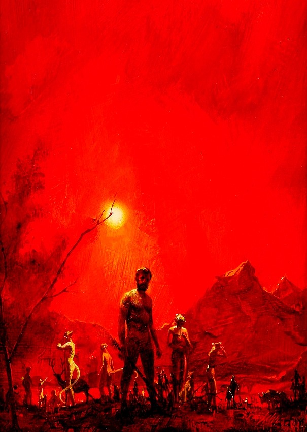 70sscifiart:Paul Lehr likes red.