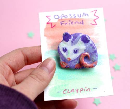 littlealienproducts:    Purple Opossum Pin by  ArtOfCaitlinGadd  