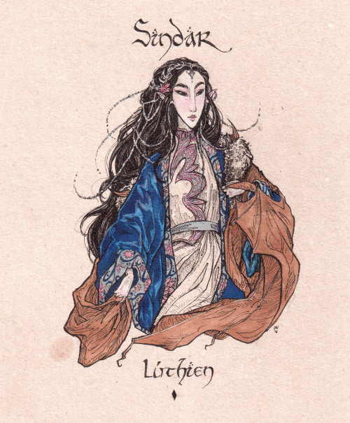 darinster:Sindar - LúthienInking pens and Promarkers Lúthien putting on the cloak of ThuringwethilÑo