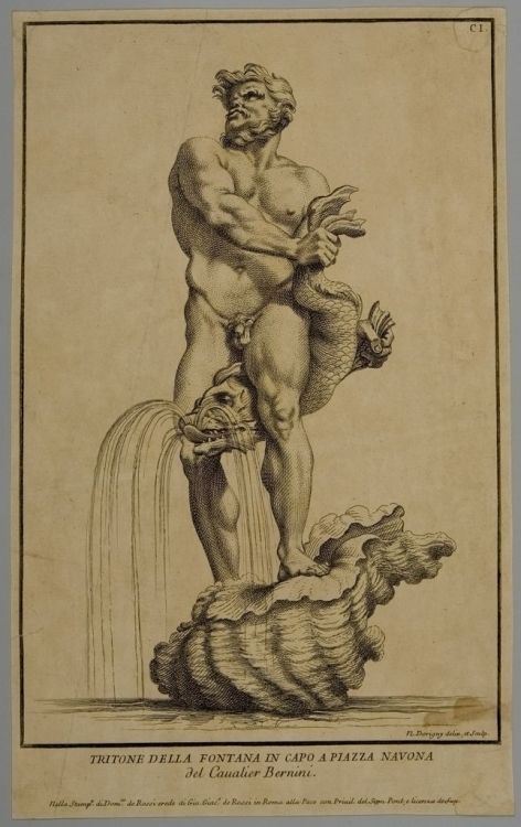 hismarmorealcalm:Nicolas Dorigny  After Gian Lorenzo Bernini  Print  Triton from the 