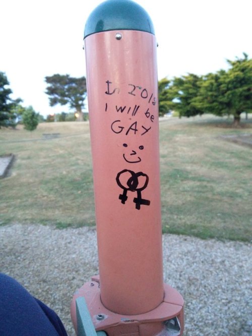 queergraffiti:“In 2018 I will be gay :) ⚢”found in a park in New Zealand