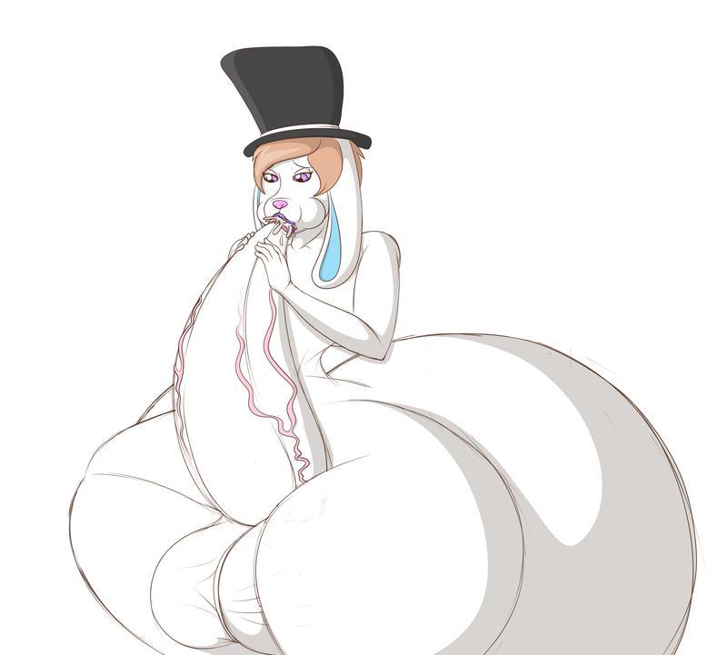 YCH - Hyper auto-fellatio femboy bunny 